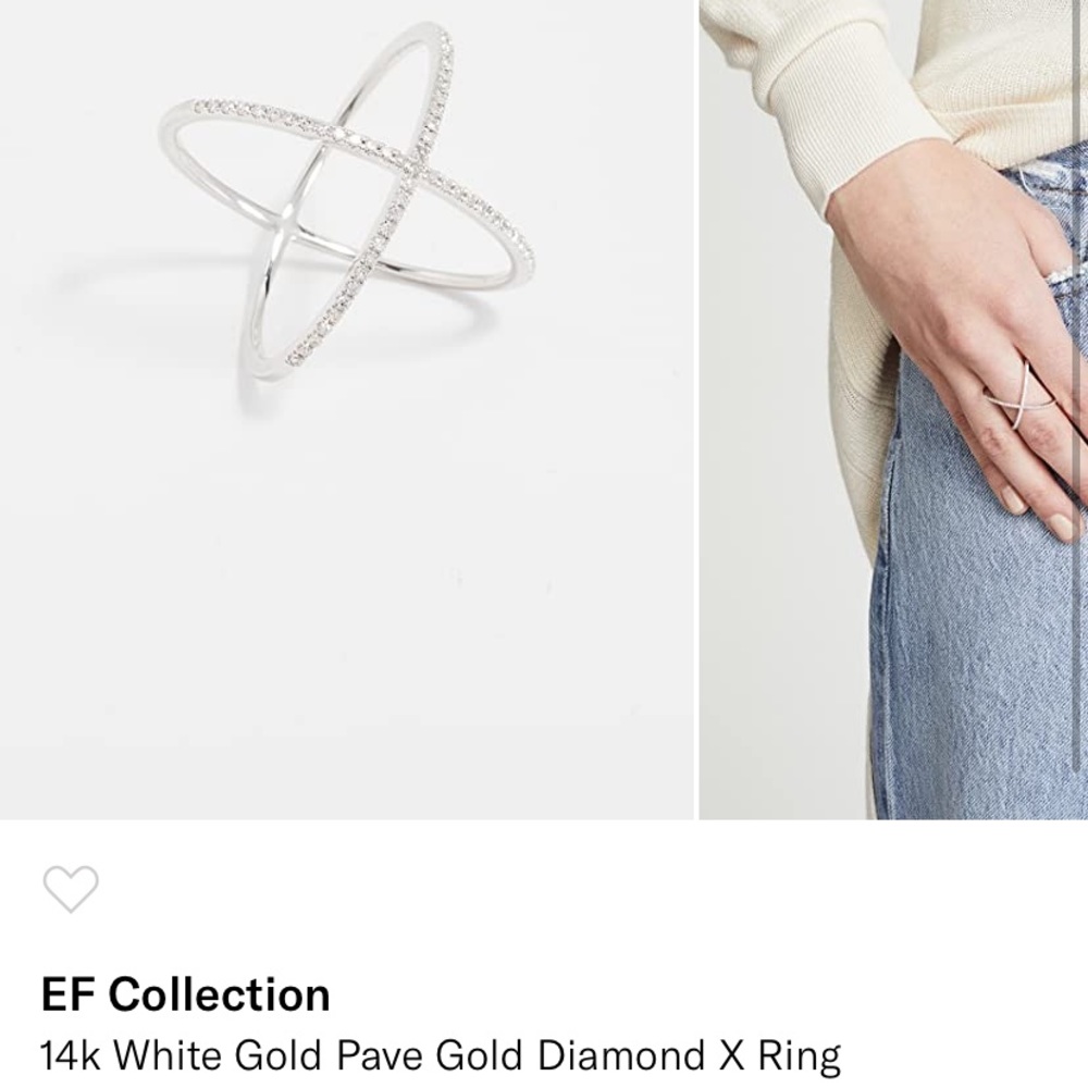 EF Collection 14k White Gold Diamond X ring - Size 6